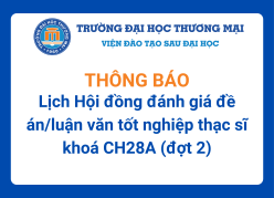 Hội đồng đánh giá đề án/luận ăn tốt nghiệp Thạc sĩ Khoá 28A (Đợt 2)