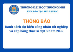 Danh sách dự kiến công nhận tốt nghiệp và cấp bằng thạc sĩ đợt 3 năm 2025