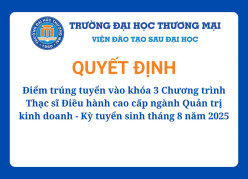 Điểm trúng tuyển vào khóa 3 Chương trình Thạc sĩ Điều hành cao cấp ngành Quản trị kinh doanh - Kỳ tuyển sinh tháng 8 năm 2025