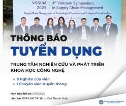 THÔNG BÁO TUYỂN DỤNG VIÊN CHỨC NĂM 2025: TRUNG TÂM NGHIÊN CỨU VÀ PHÁT TRIỂN KHOA HỌC CÔNG NGHỆ TRƯỜNG ĐẠI HỌC THƯƠNG MẠI