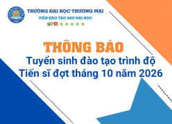 Tuyển sinh đào tạo trình độ tiến sĩ đợt tháng 10 năm 2026